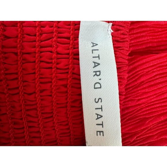 Altar'd state Red Short Sleeves Square Neck Baby Doll Mini Dress Womens Size L - Picture 6 of 8